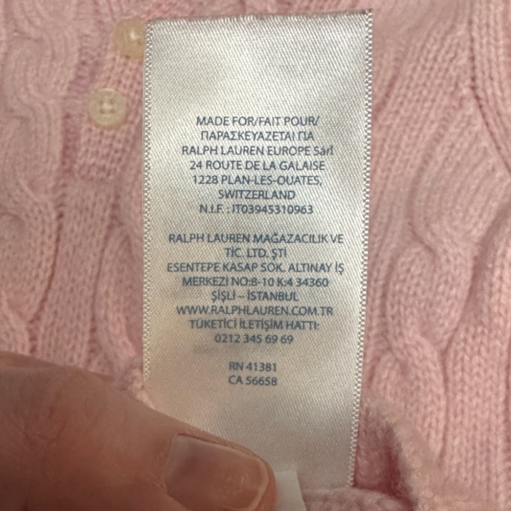 Ralph Lauren Pink Cable-Knit Cashmere Bunting 3-9 M. - Picture 6 of 7